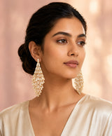 Golden Champagne Crystal Cascade Earrings