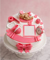 Sweet Sleeping Baby Pink & White Birth Milestone Theme Cake