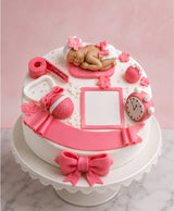Sweet Sleeping Baby Pink & White Birth Milestone Theme Cake