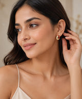 Ruby Crystal Crescent Stud Earrings