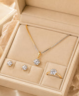 Elegant CZ Solitaire Necklace, Earrings & Ring Jewellery Set for Women