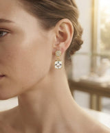 Gold-Tone Square Crystal Drop Earrings