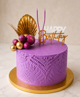 Textured Purple & Gold Palm Birthday Cake