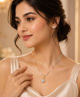 Elegant CZ Solitaire Necklace, Earrings & Ring Jewellery Set for Women