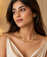 Gold-Tone Double-Layer Herringbone Chain Necklace