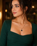 Rose-Gold Tone Black Roman Numeral Circle Pendant Necklace