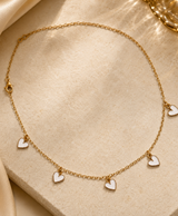 White Heart Charm Layered Chain Necklace