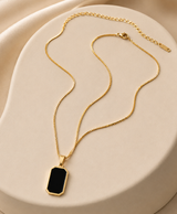 GOLD-TONE BLACK RECTANGULAR PENDANT NECKLACE