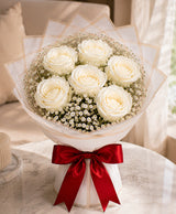 6 White Rose Bouquet