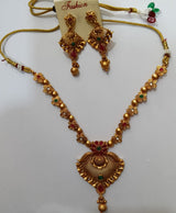 Rajshree Antique Gold Temple Necklace & Earrings Set