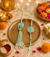 Aarohi Mint Peacock Pearl Rakhi Set