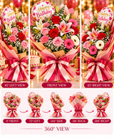 Birthday Balloon & Flower Bouquet – 10 Mixed Flowers