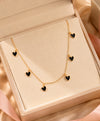Black Heart Charm Gold-Tone Necklace for Women