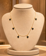 Black Heart Charm Gold-Tone Necklace for Women