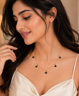 Black Heart Charm Gold-Tone Necklace for Women