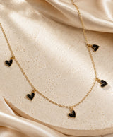 Black Heart Charm Gold-Tone Necklace for Women