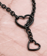 Black Heart Layered Chain Necklace for Women