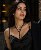 Black Heart Layered Chain Necklace for Women