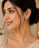 Black & Gold Butterfly Crystal Stud Earrings