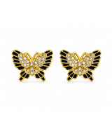 Black & Gold Butterfly Crystal Stud Earrings