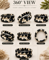 Black & Ivory Hand-Painted Statement Lac Bangle Set