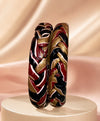 Black Red Gold Braided Enamel Lac Bangles