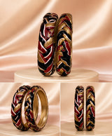 Black Red Gold Braided Enamel Lac Bangles