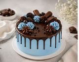 Blue Chocolate Drip Celebration Cake