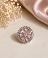 Blush Pink Floral Crystal Stud Earrings