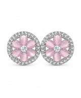 Blush Pink Floral Crystal Stud Earrings