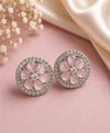 Blush Pink Floral Crystal Stud Earrings