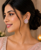 Blush Pink Floral Crystal Stud Earrings