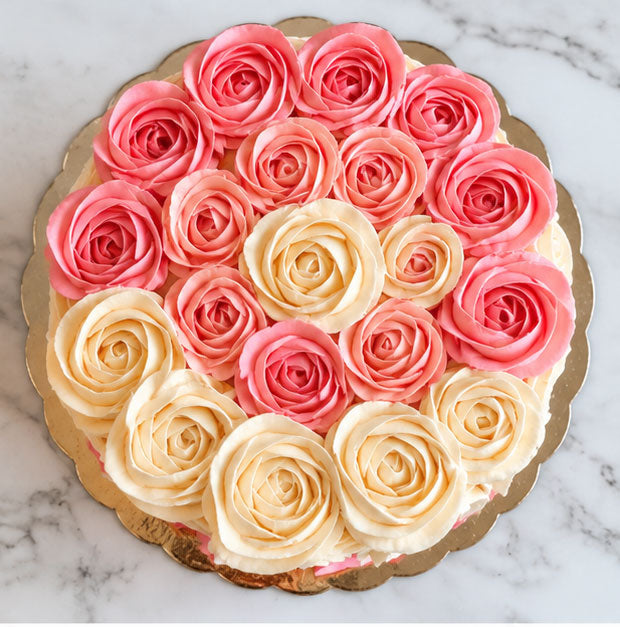 Blush & Ivory Rose Designer Cake