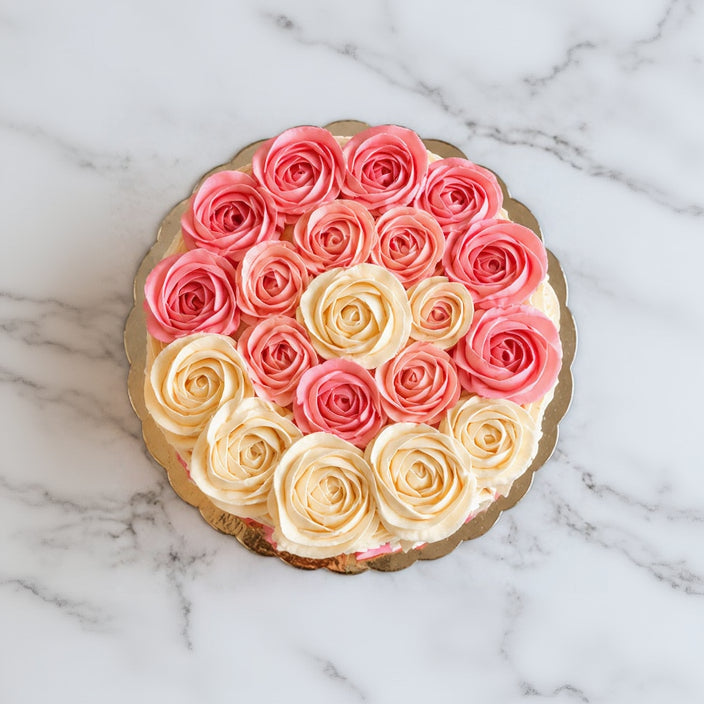 Blush & Ivory Rose Designer Cake