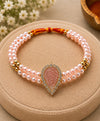 Blush Pearl Leaf Designer Rakhi