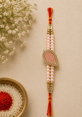 Blush Pearl Leaf Designer Rakhi