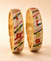 Champagne Gold Floral Enamel Bangles