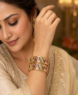 Champagne Gold Floral Enamel Bangles