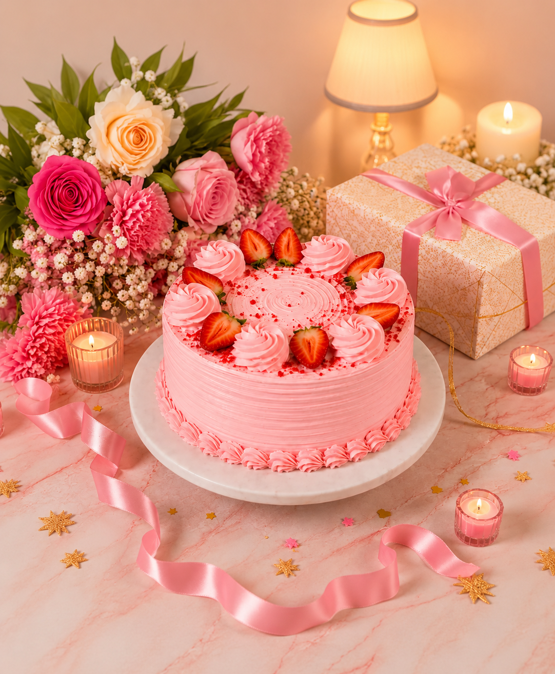 In Love Strawberry Cake Eggless