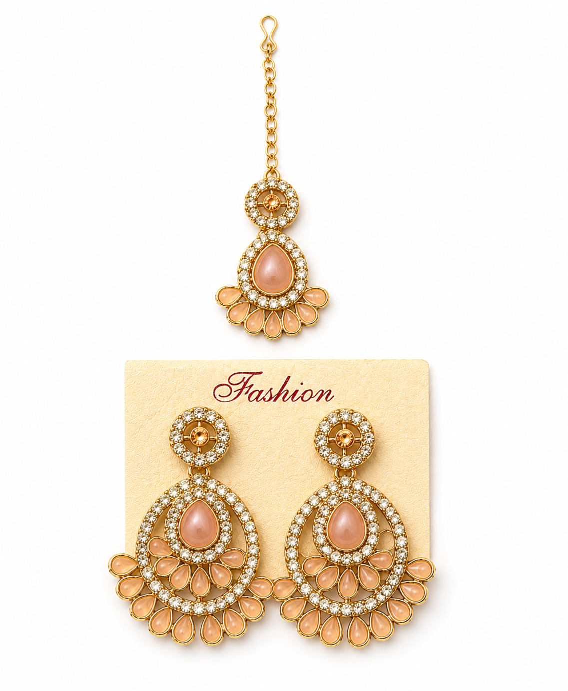 Gulnaar Blush Pink Stone Necklace Set