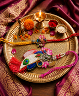 Premium Lotus Peacock Designer Rakhi Combo