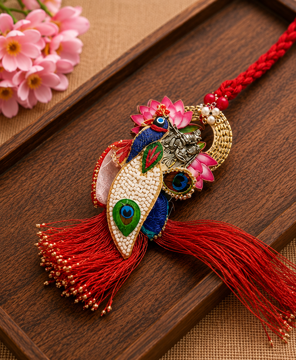 Premium Lotus Peacock Designer Rakhi Combo