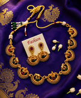 Mayurika Antique Gold Peacock Necklace Set