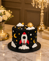 Whimsical Space Rocket Chocolate Cake