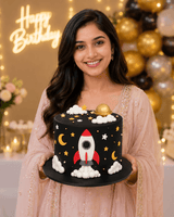 Whimsical Space Rocket Chocolate Cake