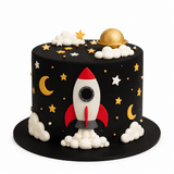 Whimsical Space Rocket Chocolate Cake