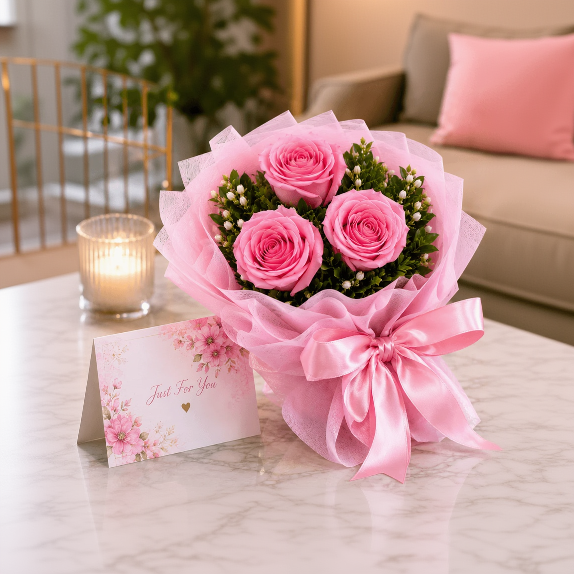 Romantic Pink Rose Arrangement