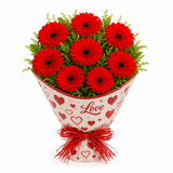 Red Gerberas in Love Sleeve