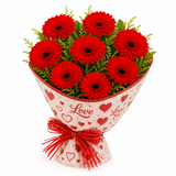 Red Gerberas in Love Sleeve