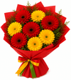 Glorious Red & Yellow Gerbera Blossoms Bouquet